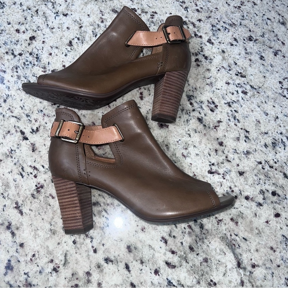 Clarks Brown Heeled Ankle Boots